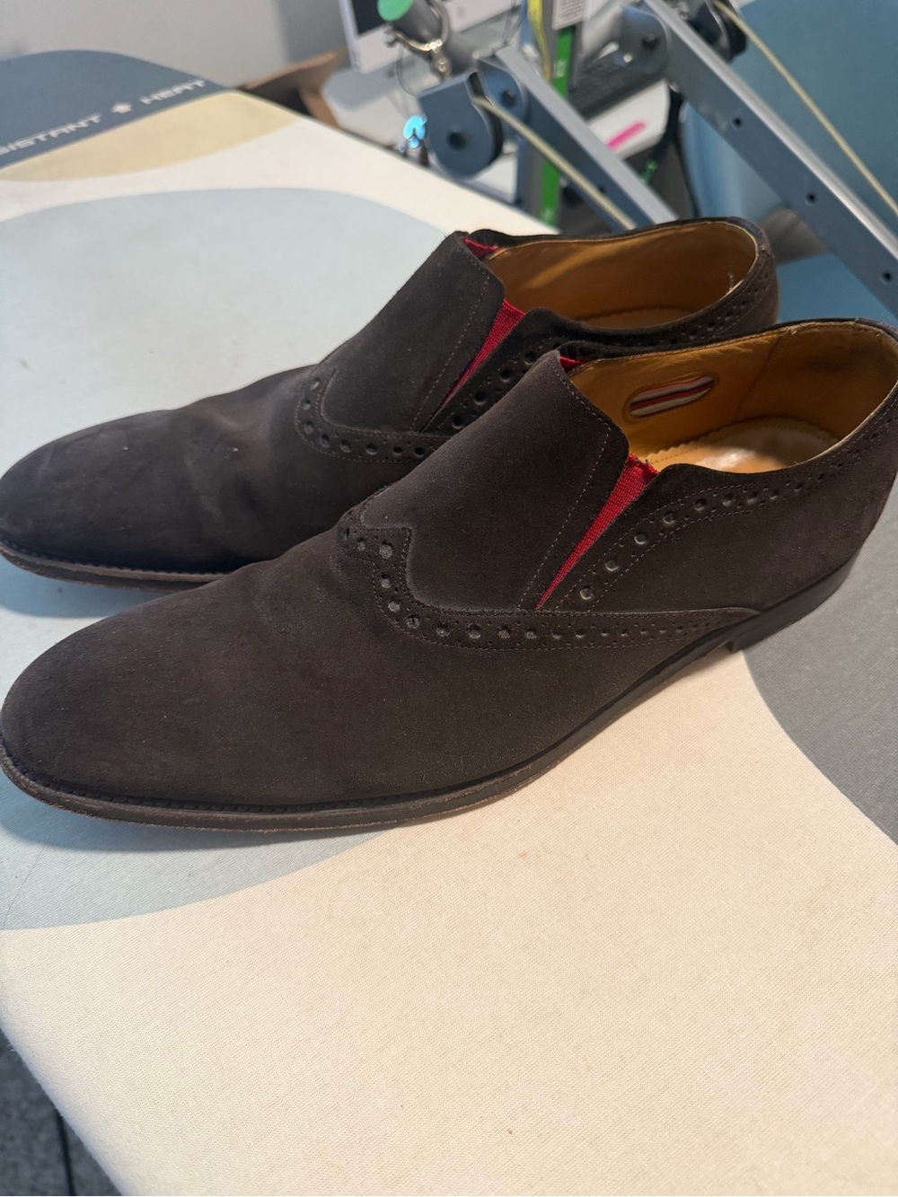 Paul Smith Brown Suede Slip-On Dress Shoes with Red Accent